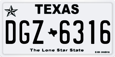 TX license plate DGZ6316