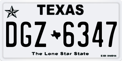 TX license plate DGZ6347