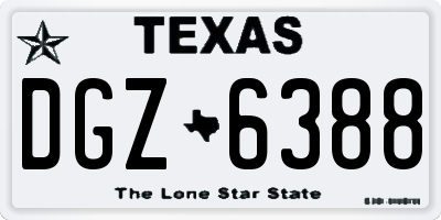 TX license plate DGZ6388