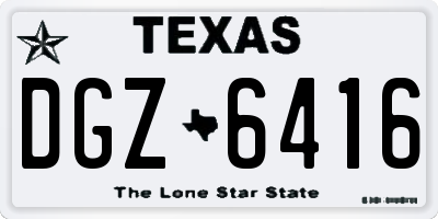 TX license plate DGZ6416