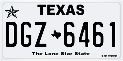 TX license plate DGZ6461
