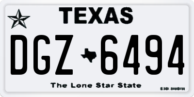 TX license plate DGZ6494