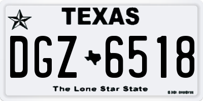 TX license plate DGZ6518