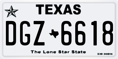 TX license plate DGZ6618
