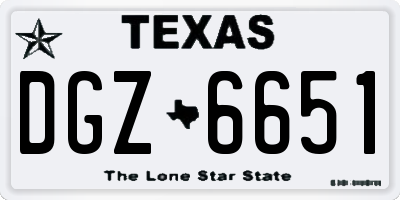 TX license plate DGZ6651