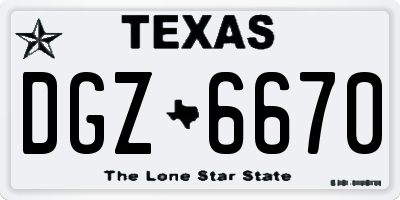TX license plate DGZ6670