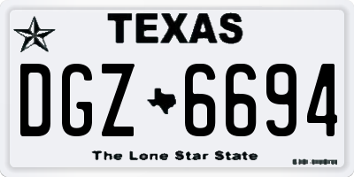 TX license plate DGZ6694