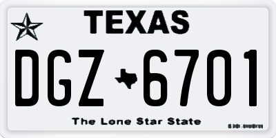 TX license plate DGZ6701
