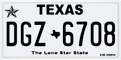 TX license plate DGZ6708