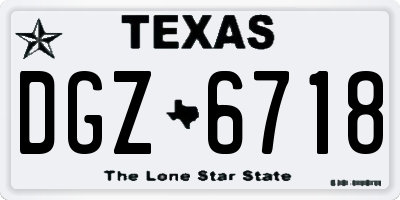 TX license plate DGZ6718