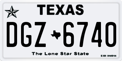 TX license plate DGZ6740
