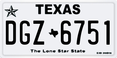 TX license plate DGZ6751