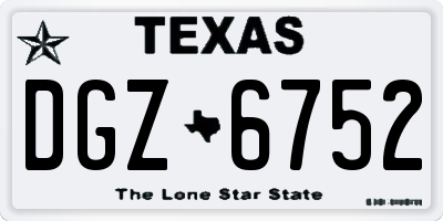 TX license plate DGZ6752