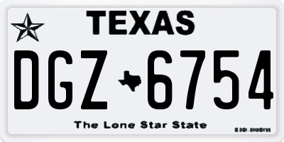 TX license plate DGZ6754