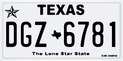 TX license plate DGZ6781