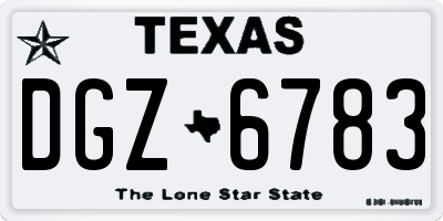 TX license plate DGZ6783
