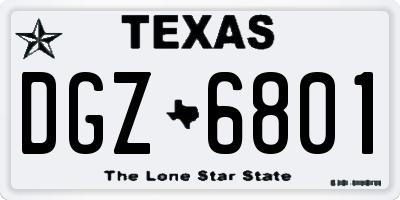 TX license plate DGZ6801