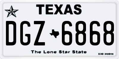 TX license plate DGZ6868