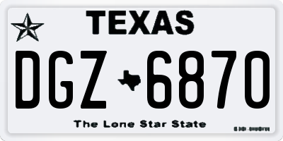TX license plate DGZ6870