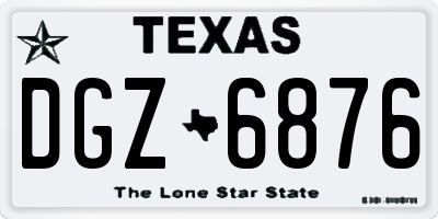 TX license plate DGZ6876