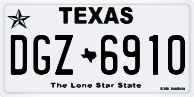 TX license plate DGZ6910