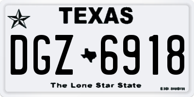 TX license plate DGZ6918