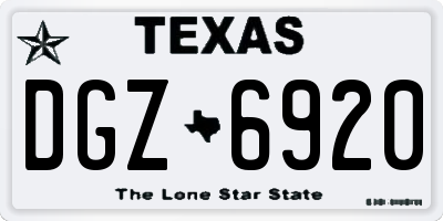 TX license plate DGZ6920