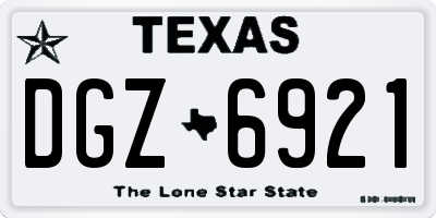 TX license plate DGZ6921