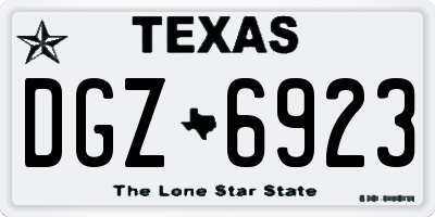 TX license plate DGZ6923