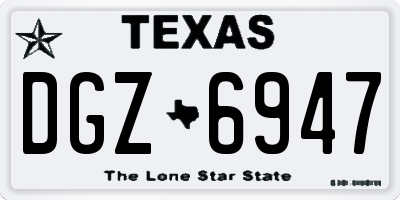 TX license plate DGZ6947