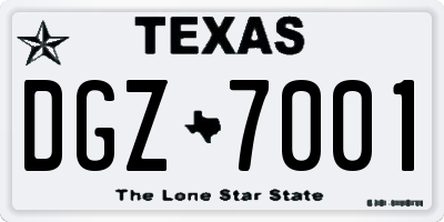 TX license plate DGZ7001