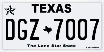 TX license plate DGZ7007