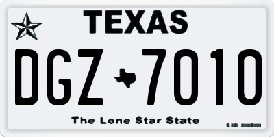 TX license plate DGZ7010