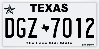 TX license plate DGZ7012