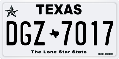 TX license plate DGZ7017