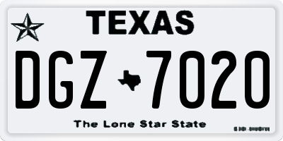 TX license plate DGZ7020