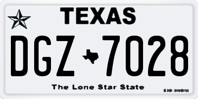 TX license plate DGZ7028