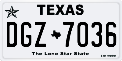 TX license plate DGZ7036