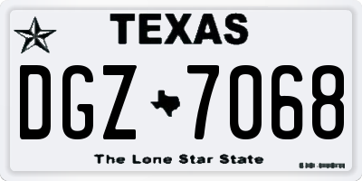 TX license plate DGZ7068