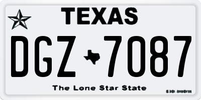 TX license plate DGZ7087