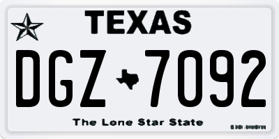 TX license plate DGZ7092