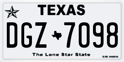 TX license plate DGZ7098