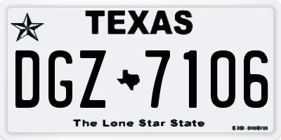 TX license plate DGZ7106