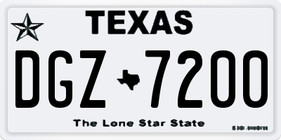 TX license plate DGZ7200
