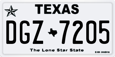 TX license plate DGZ7205