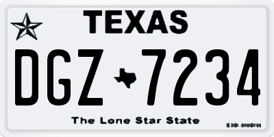 TX license plate DGZ7234
