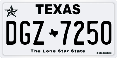 TX license plate DGZ7250