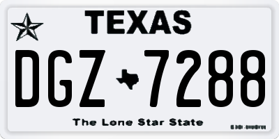 TX license plate DGZ7288