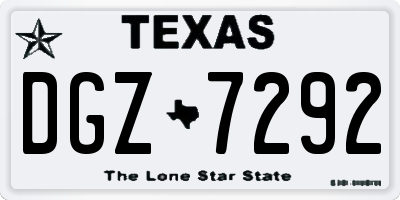 TX license plate DGZ7292