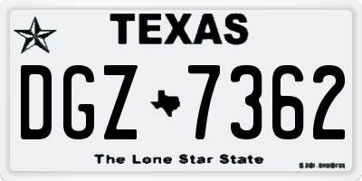 TX license plate DGZ7362